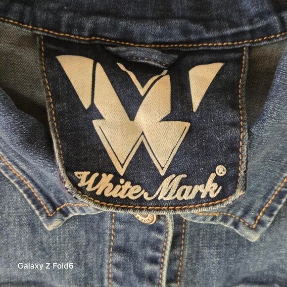 White Mark bedazzled dragon Demin jean jacket size 2xL - Picture 5 of 8